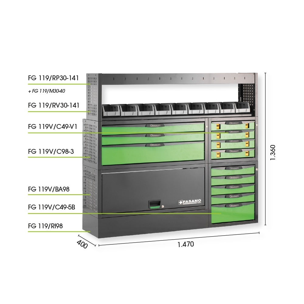 Configurazione arredo tecnico per furgoni Fasano FG 119V/CO33