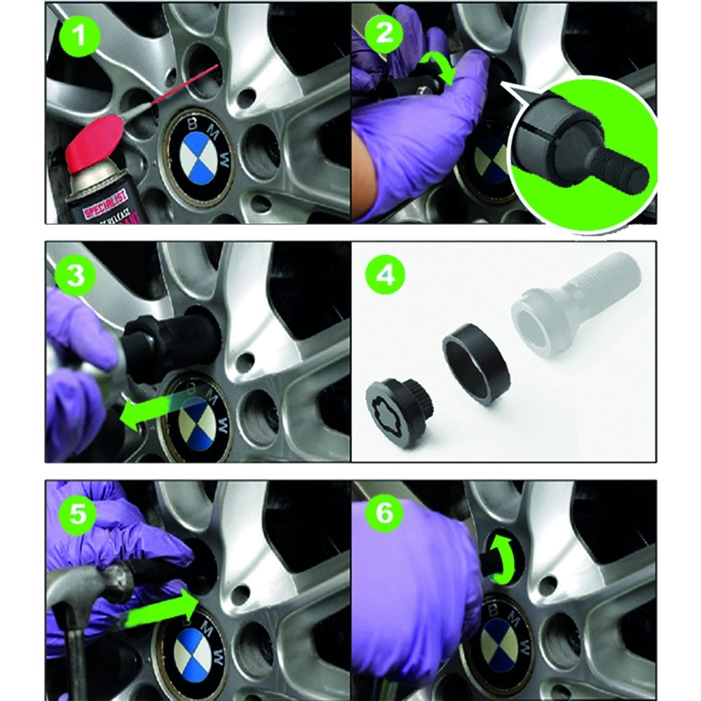 KIT RIMOZIONE DADI ANTIFURTO CON COLLARE - BMW Fasano FG 164/S3B