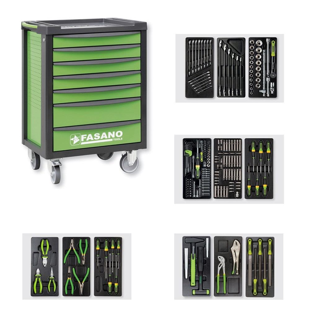 Carrello Porta Utensili Fasano Tools FG 100v a 7 cassetti con Assortimento 193 utensili FG 100V/AS193