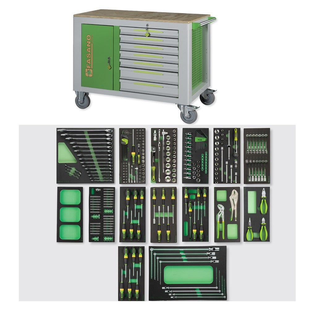 Carrello Porta Utensili Fasano Tools FG 160 a 14 cassetti con Assortimento 290 Utensili FG 160V/AS290
