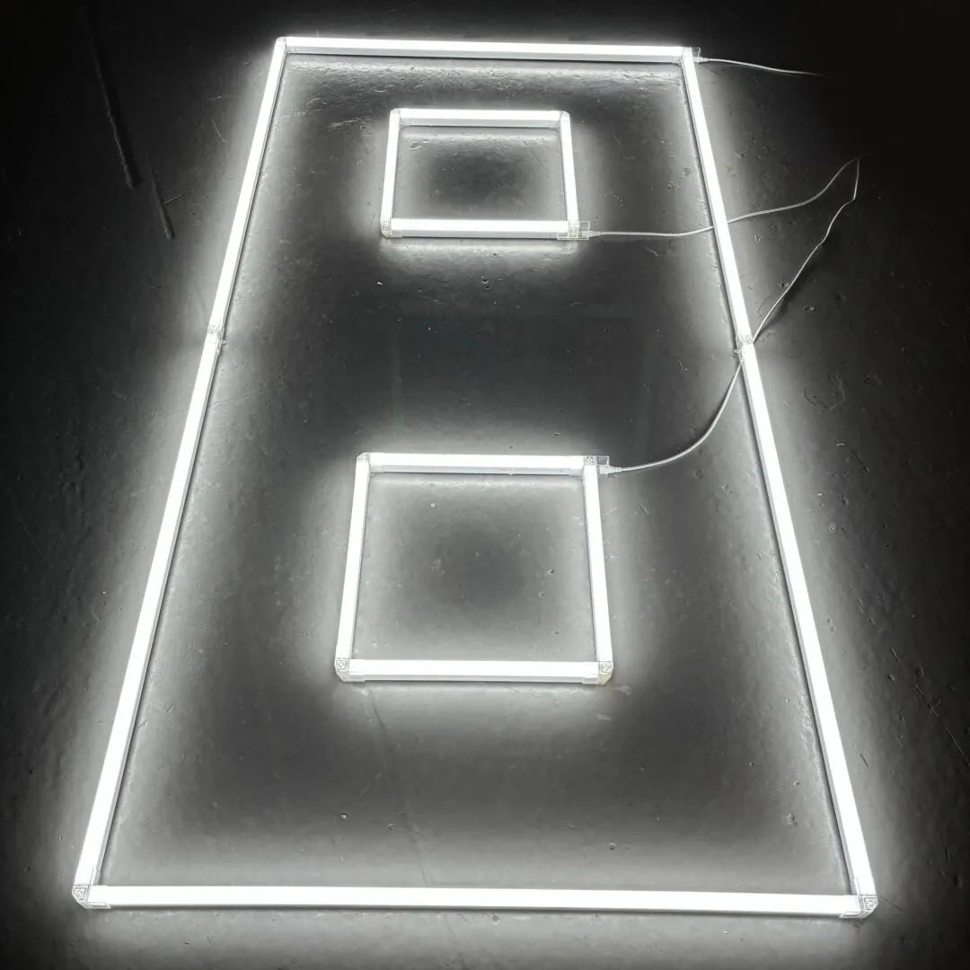 Plafoniera a led 2 quadrati + cornice 2,4M x 1,2M 120W 6500K