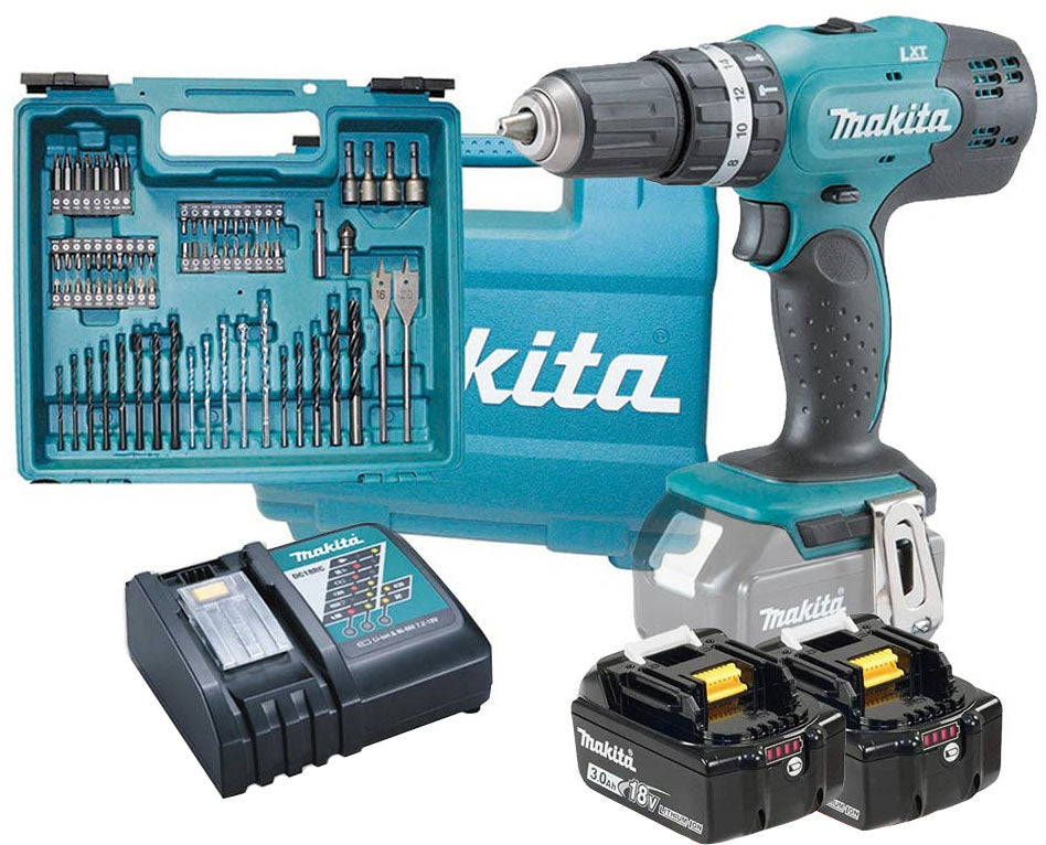 Trapano avvitatore a batteria makita a percussione art.DHP453RFX4 2 batterie V.18 Ah 3,0 litio