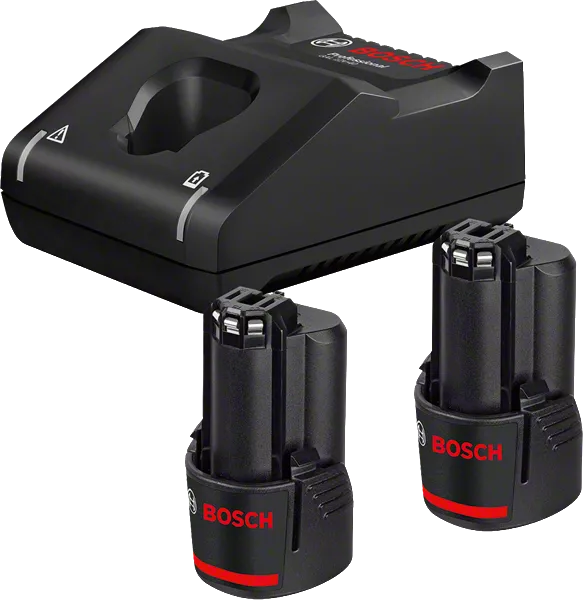 Set 2 batterie da 12 Volt e 2,0 Ah di capacità e caricabatteria rapido GAL12V-40 BOSCH