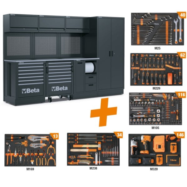 Combinazione arredo officina RSC50 2.0 con 411 utensili Beta RSC50 F/411UT