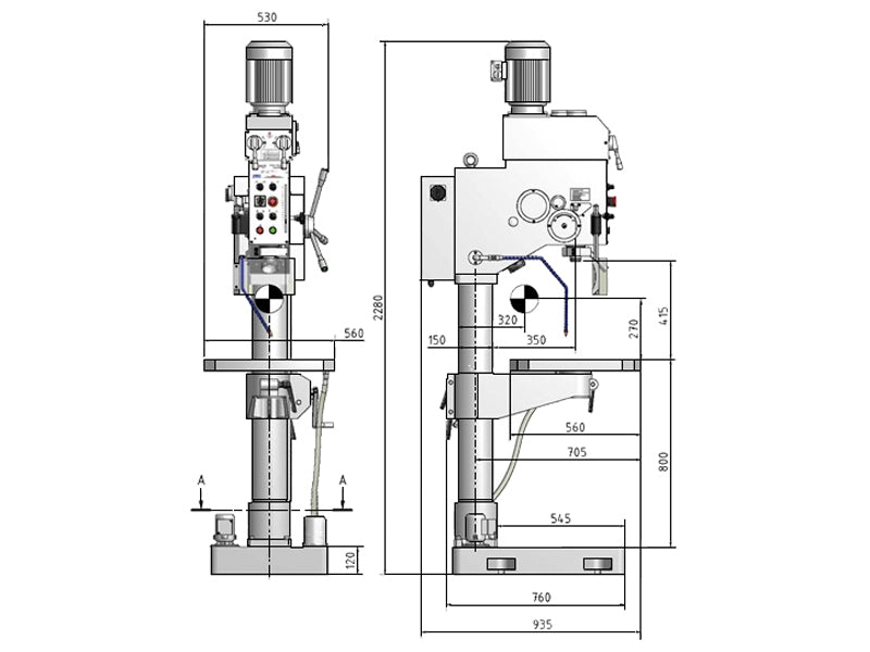 Trapano a colonna Optimum B 40GSM 1,5 kW avanzamento automatico