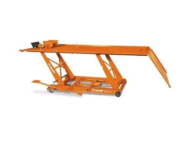 Piattaforma di sollevamento per motocicli con rampa e base larga, portata 450kg - Unicraf MBH 455