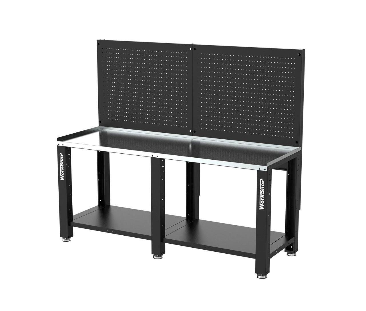 Banco da lavoro con pannelli forati HIGH FORCE piano zincato 2 mt Workshopitaly