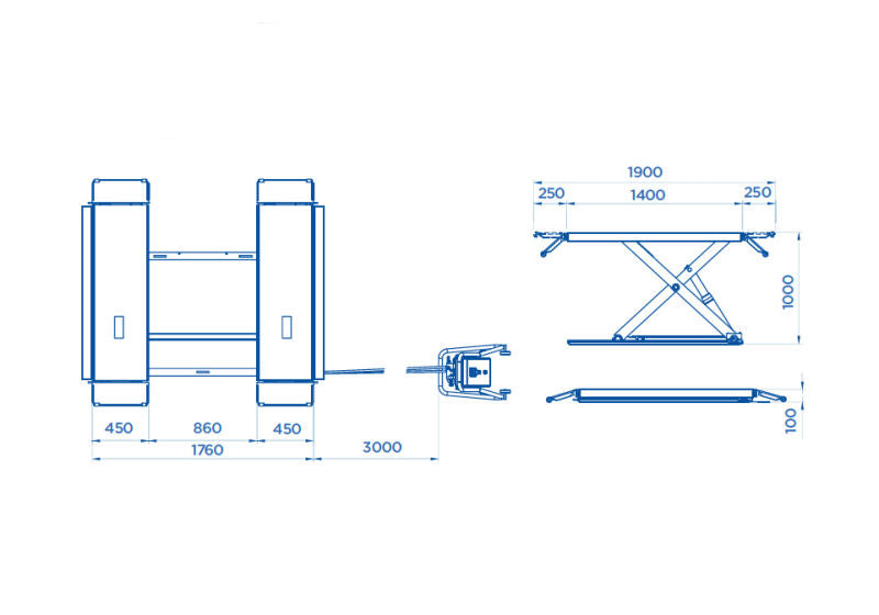 Ponte sollevatore elettroidraulico doppia forbice 3 Ton. OMCN 552