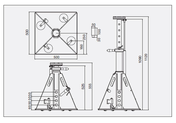 Coppia di colonnette idrauliche. Portata 10 Ton/cad. OMCN 930