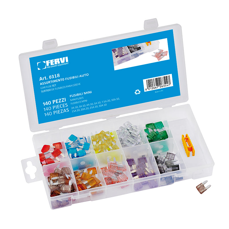 Assortimento 140 fusibili auto Fervi 0318