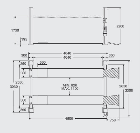 Ponte sollevatore elettroidraulico a 4 colonne 3,5 TON OMCN 400
