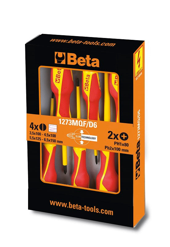 Serie di 4 giravite slim Beta 1273MQF/D4 Isolamento 1000V