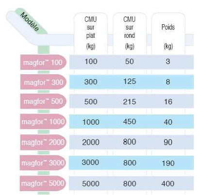 Sollevatori Magnetici Tractel Magfor da 100 a 5000 kg.