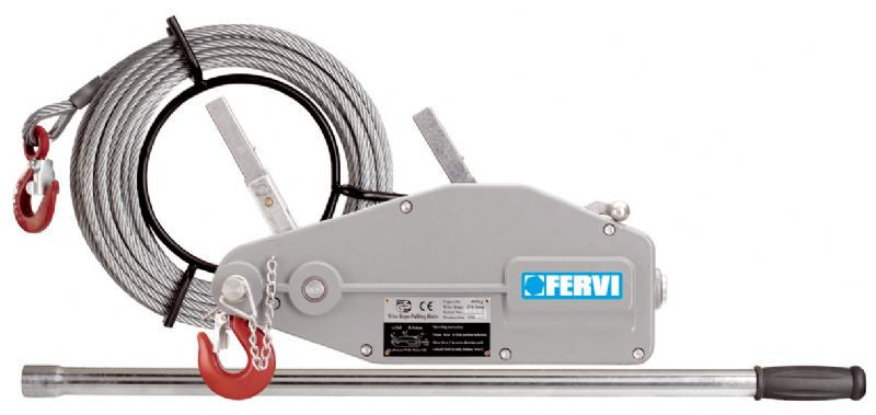 Argano manuale 3200KG Fervi con fune d'acciaio 0791/32