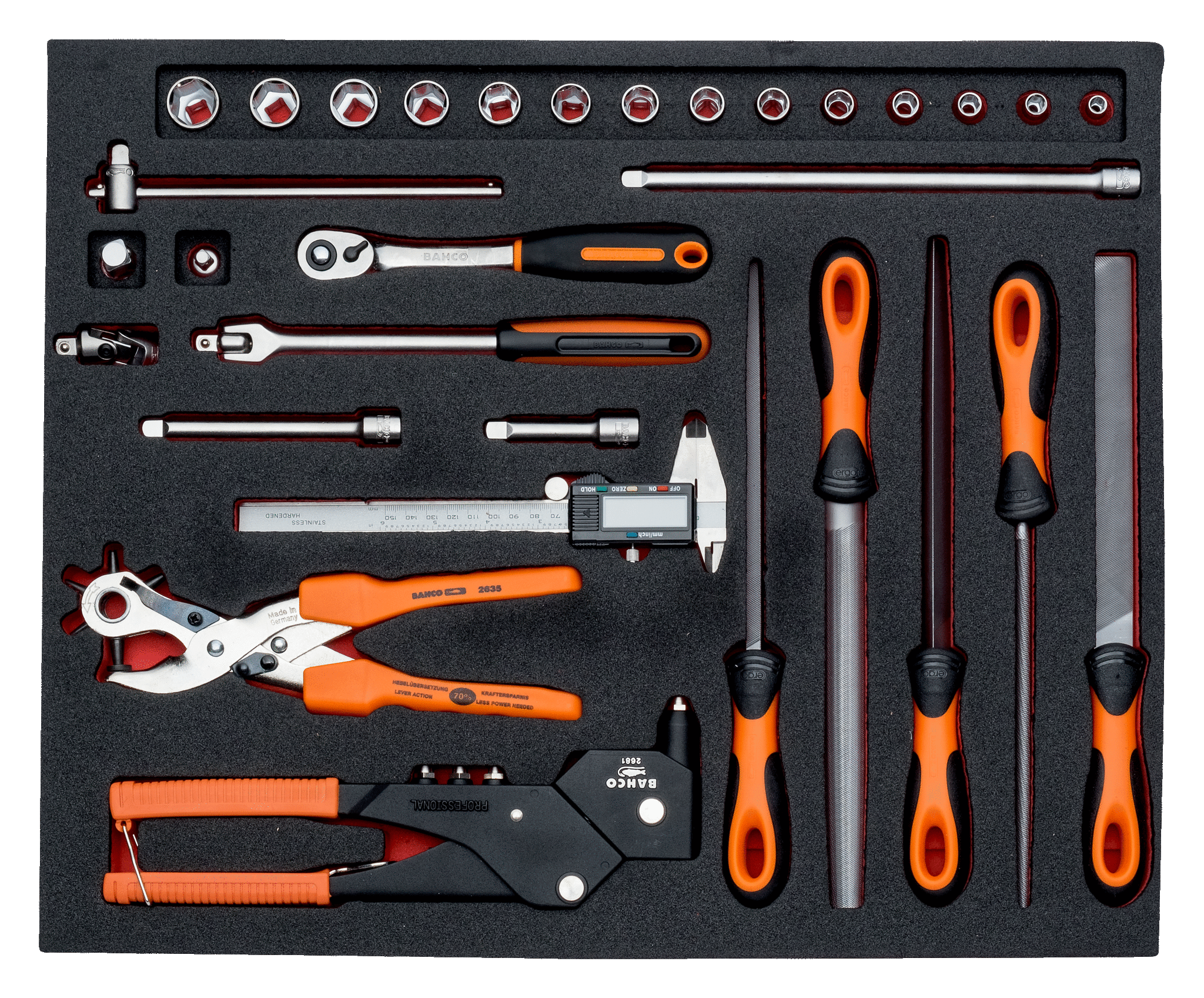 Assortimento 7 termoformati per manutenzione, 256 pezzi Bahco FF1ASET-MRO2