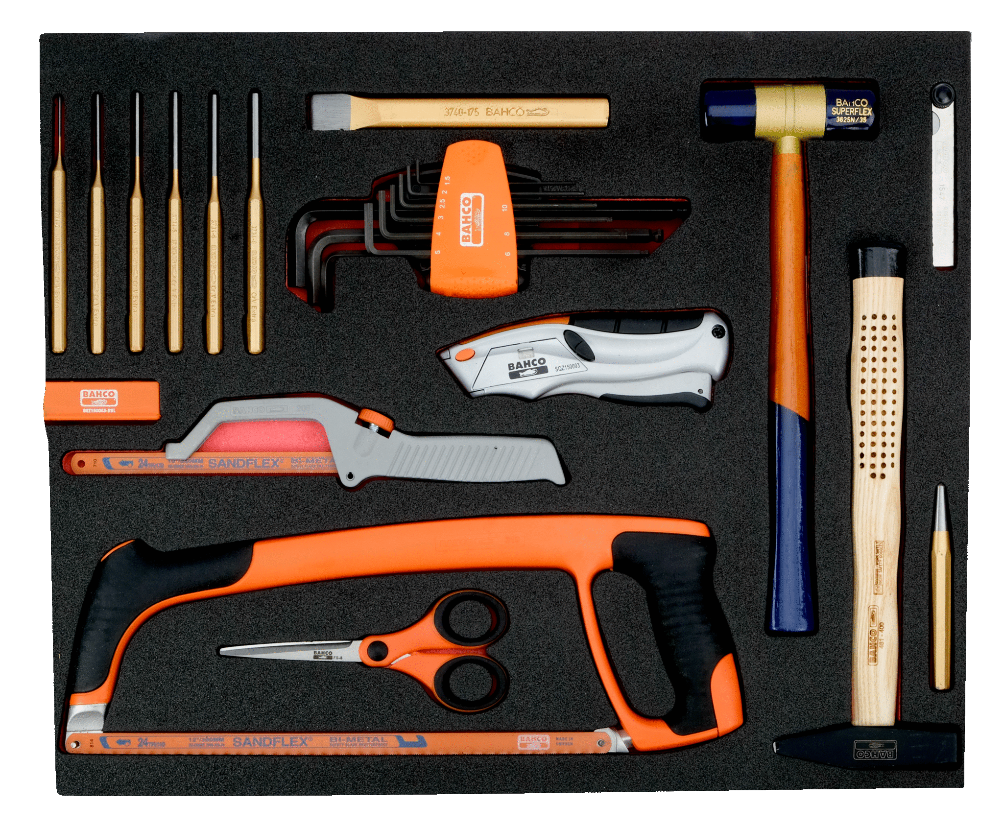 Assortimento 7 termoformati per manutenzione, 256 pezzi Bahco FF1ASET-MRO2