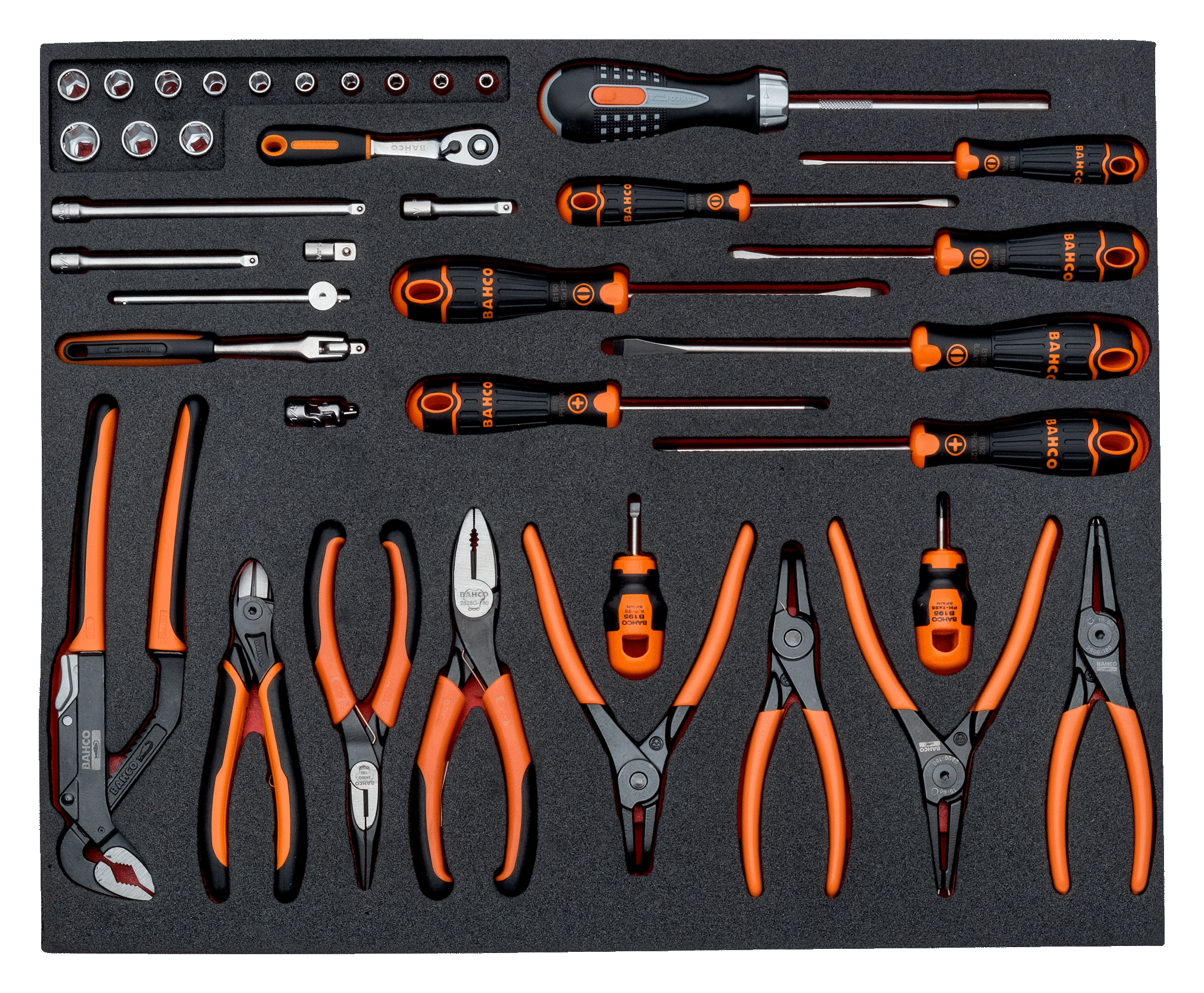 Assortimento 7 termoformati per manutenzione, 256 pezzi Bahco FF1ASET-MRO2