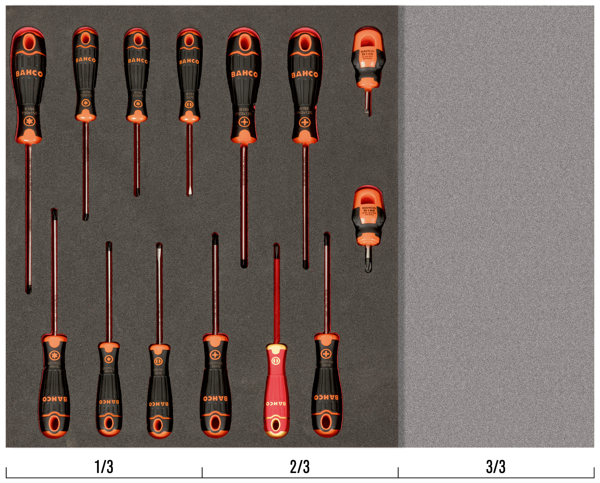 Assortimento cacciavite per vite intaglio semplice, Phillips, Pozidriv, TORX 14 pezzi Bahco FF1F1009