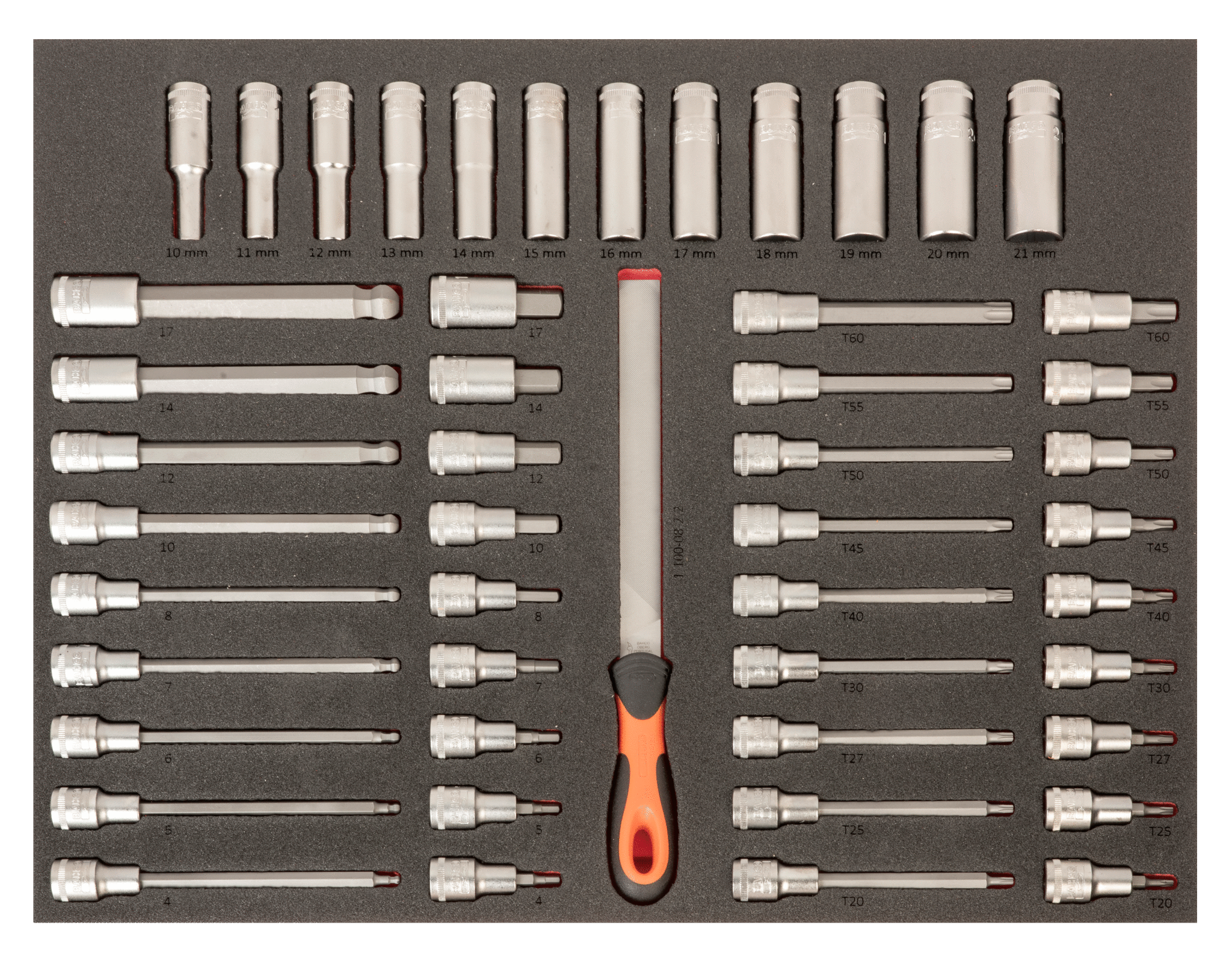Chiavi a bussola serie lunga 1/2" 49 pezzi Bahco FF1A219LM