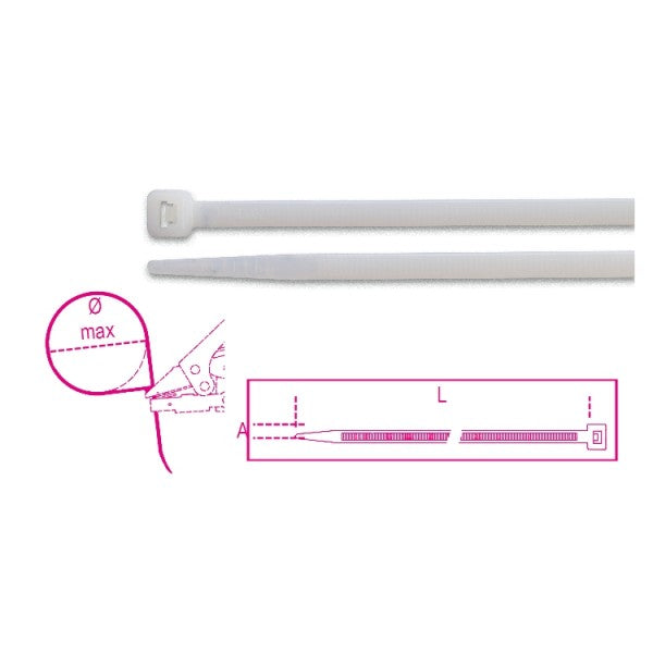 Fascette in nylon colore naturale beta 1748-BV2 conf.100pz.