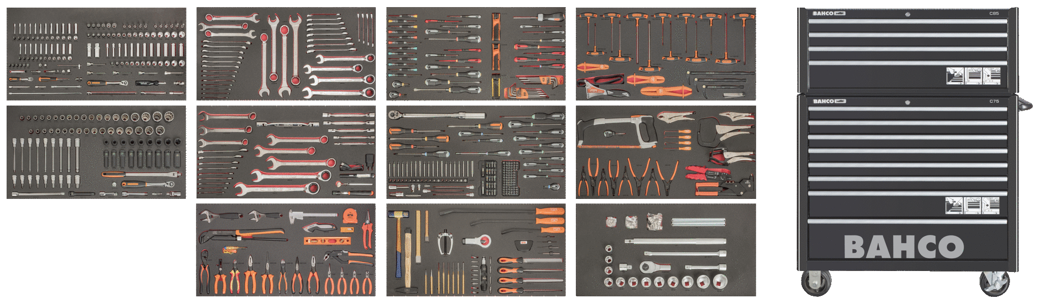 Assortimento utensili multiuso in carrello per utensili, 758 pezzi MONSTER BAHCO