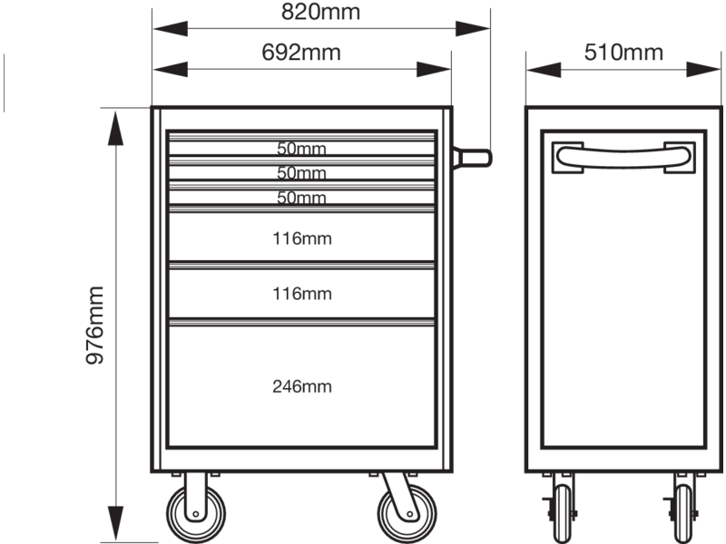 Carrelli per utensili Storage HUB E77 Premium, 26", con 6 cassetti 1477K6 BAHCO