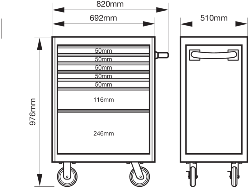 Carrelli per utensili Storage HUB E77 Premium, 26", con 7 cassetti 1477K7 BAHCO