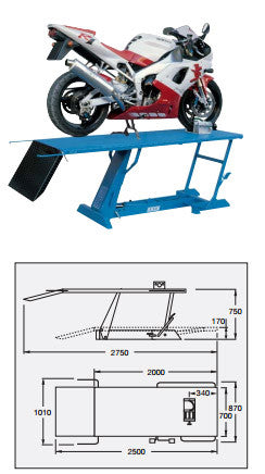 Sollevatore per moto 196 OMCN 500kg. pompa idraulica