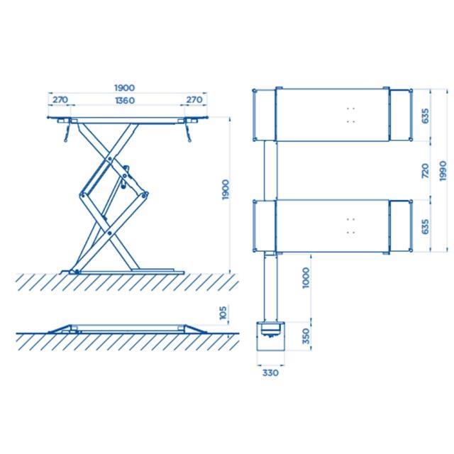 Ponte sollevatore a forbice per auto OMCN 3,5 ton. ART. 718