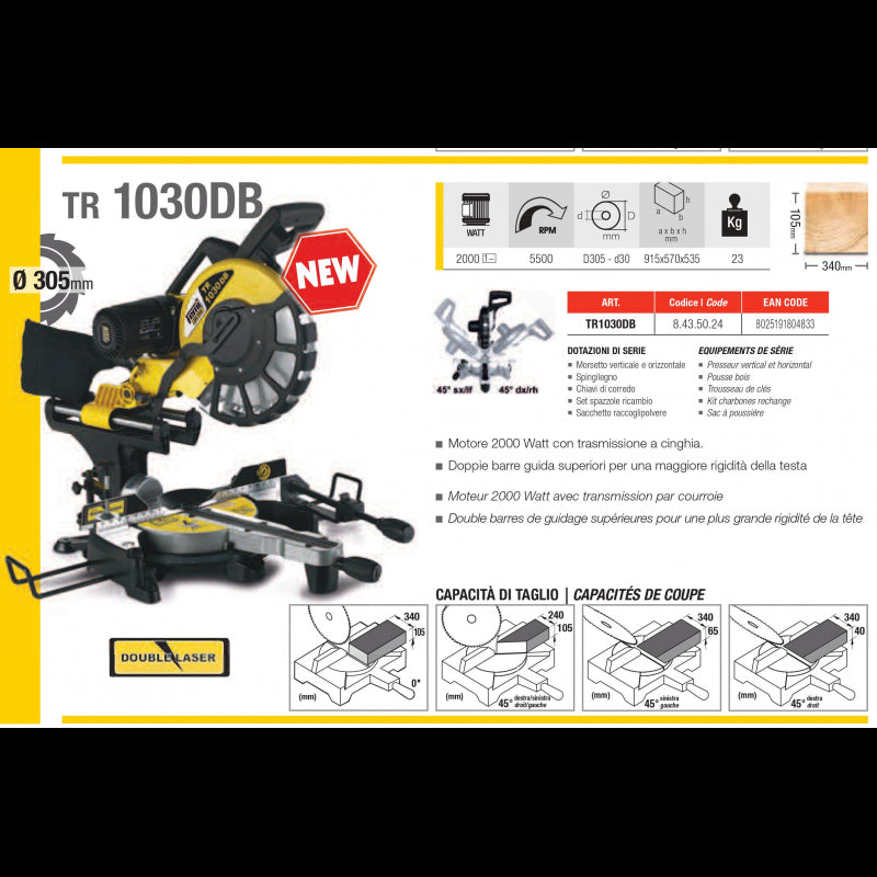 Troncatrice legno radiale Femi Ø 305 Femi TR 1030 DB JOB LINE