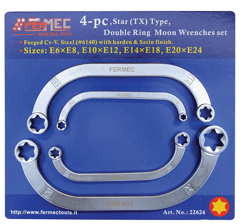 SET 4 PEZZI CHIAVI TORX FEMMINA Fermec 22624