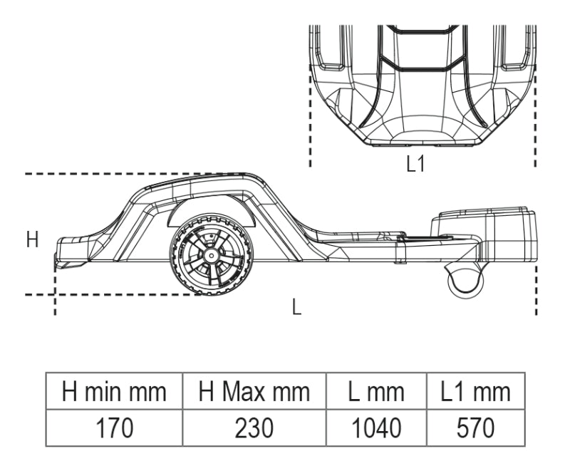 Lettino sottomacchina in materiale plastico antiurto 3003PRO Beta