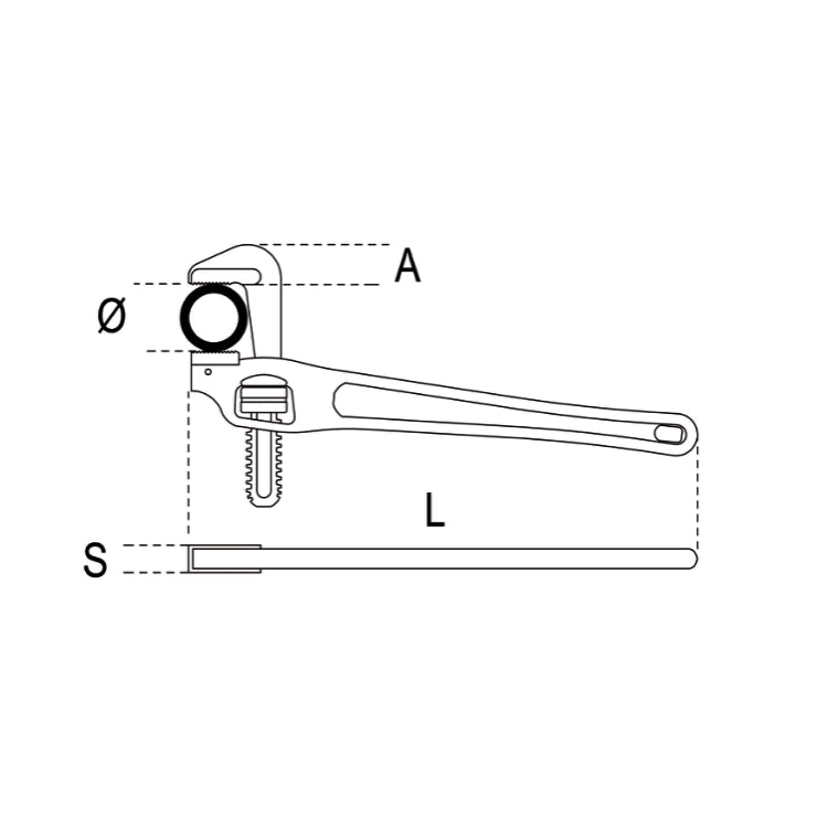 Giratubi modello frontale corpo lega leggera e ganasce in acciaio forgiato Beta 365