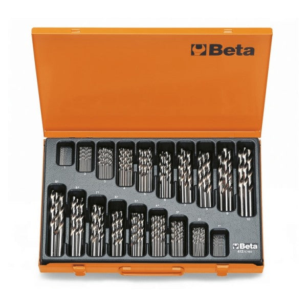 Serie di 150 punte rettificate lucide in valigetta metallica Beta 412/C150