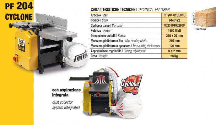 Pialla filo-spessore Femi PF 204 CYCLONE