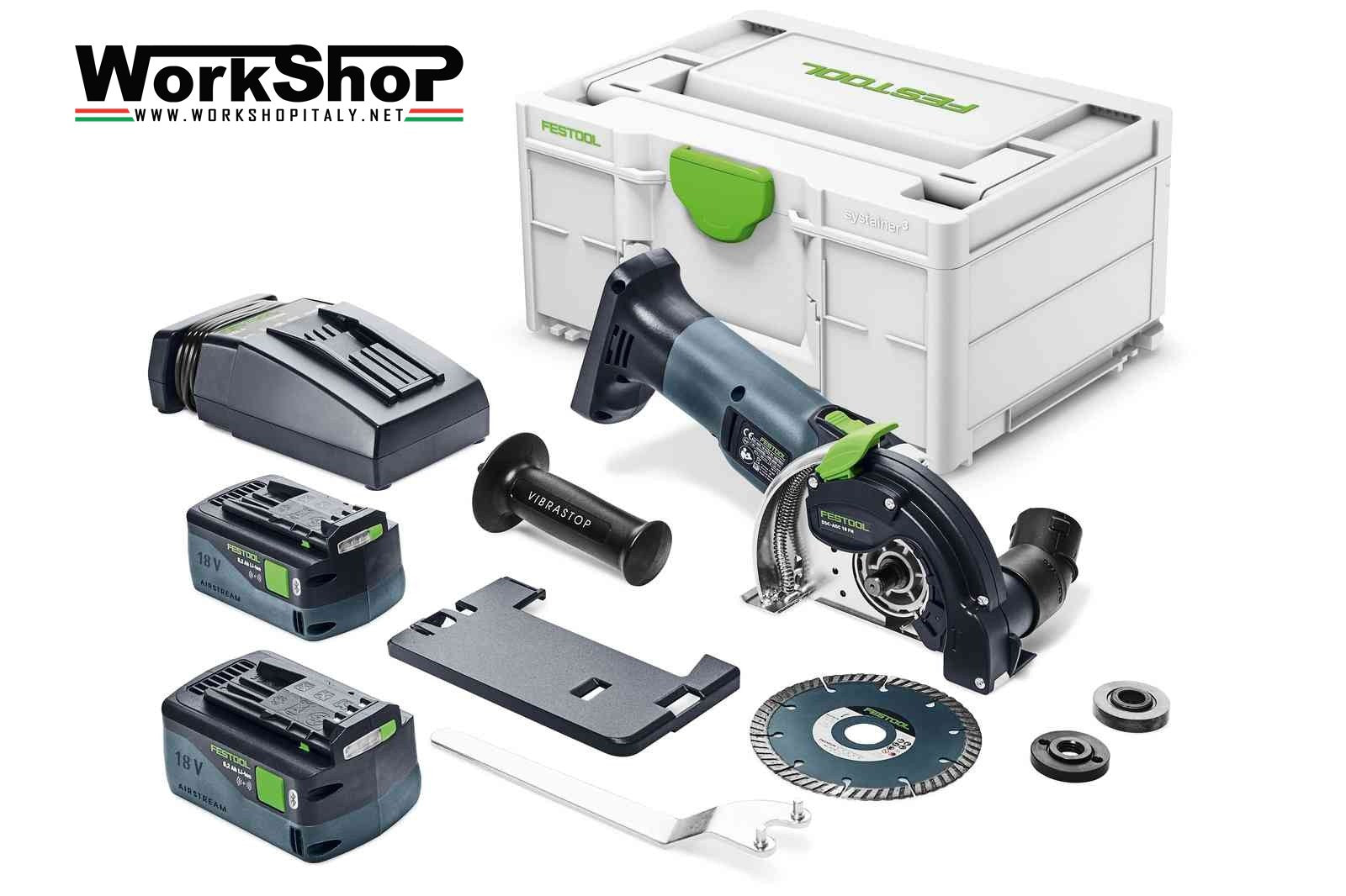 Sistema di taglio a mano libera a batteria DSC-AGC 18-125 FH Li 5,2 EBI-Plus Festool