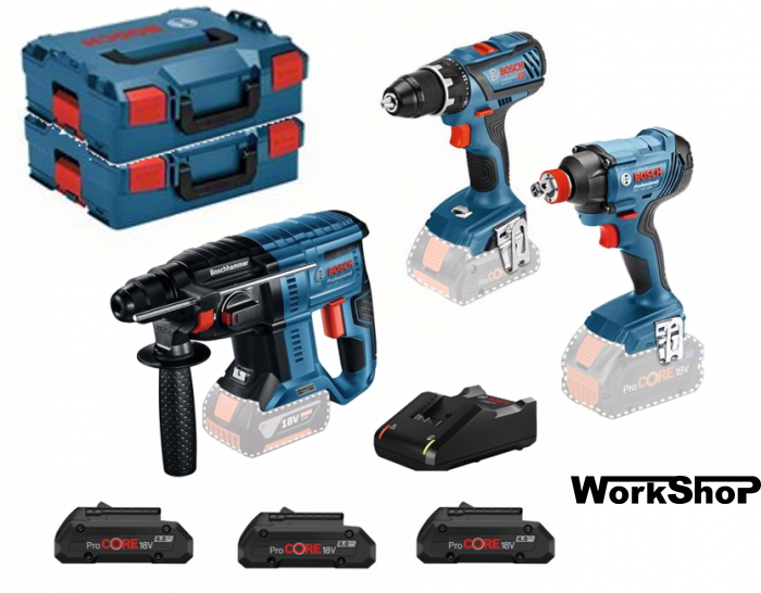 Kit 3 macchine Bosch GBH 18V-21 + GDX 18V-180 + GSR 18V-28 + 3 BATTERIE 4AH ProCore