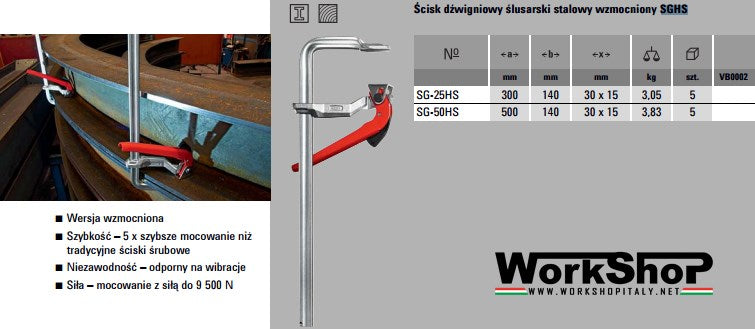 Strettoi a leva bessey SGHS da 300 a 500mm