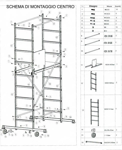 Trabattello alluminio CENTRO Svelt 2,63mt.
