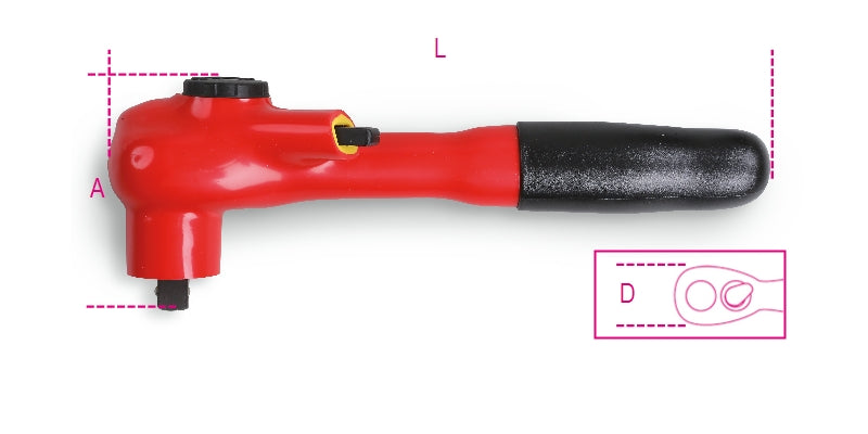 Cricchetto reversibile con attacco quadro maschio 3/8” Beta 910MQ/55 Isolamento 1000V