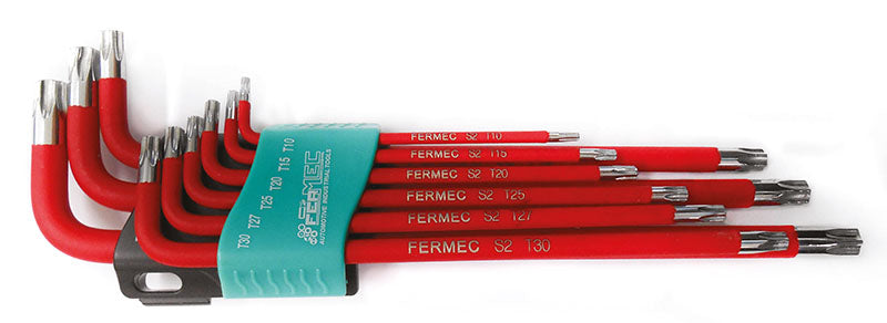 SERIE 9 CHIAVI TORX TIPO EXTRA LUNGO CON MAGNETE ALLOGIATO NEL LATO LUNGO Fermec 96950