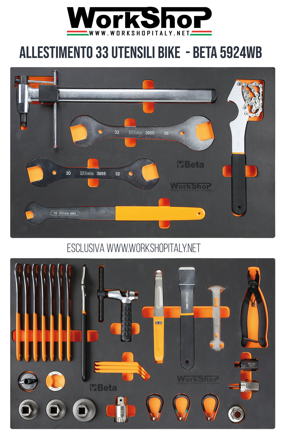 Allestimento 33 Utensili BIKE Beta 5924/WB in termoformato morbido
