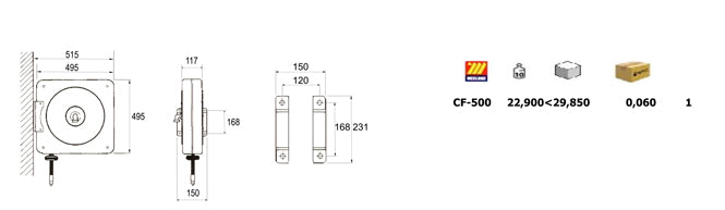 Avvolgitore industriale aria acqua Meclube 18mt. 3/8" CF-500 tubo gomma nera