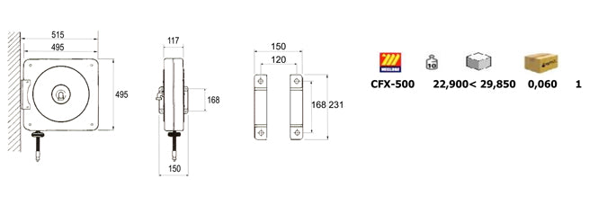 Avvolgitore industriale aria acqua INOX Meclube 18mt. 1/2" CFX-500 tubo gomma nera