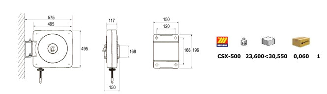 Avvolgitore industriale aria acqua INOX Meclube 18mt. 1/2" CSX-500 tubo gomma nera