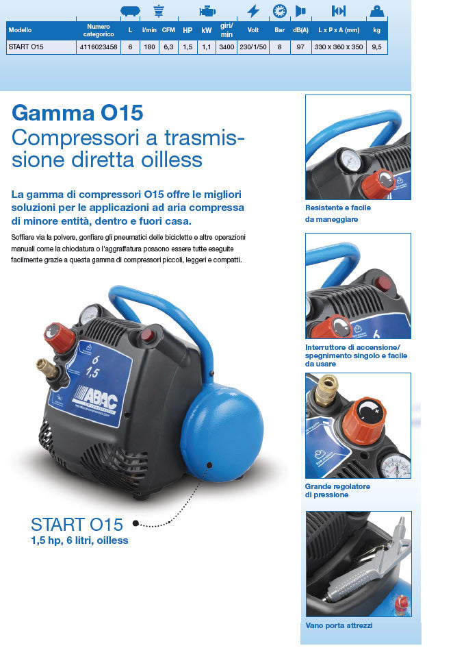 Compressore Diretto Abac Gamma START 015 6lt