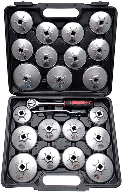 SET 23 PEZZI CHIAVI A TAZZA PER FILTRI OLIO, ALLUMINIO PRESSOFUSO BGS1035