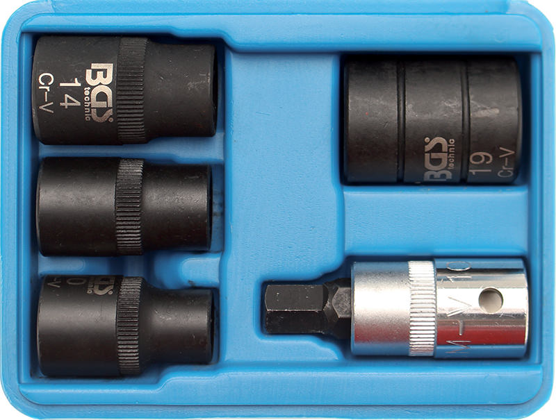 SET 5 PEZZI, BUSSOLE PENTAGONALI PER PINZE FRENI, ATTACCO 1/2” BGS1112