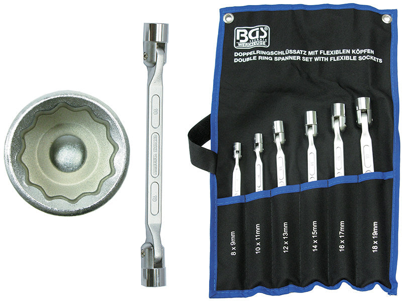 SET 8 PEZZI, CHIAVI A DOPPIA BUSSOLA CON TESTE SNODATE BGS1201