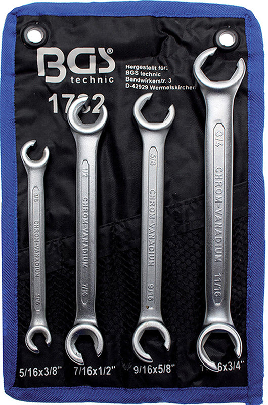 SET 4 PEZZI, CHIAVI PER RACCORDI ESAGONALI, SFALSATE DI 15°, BGS1782 in POLLICI